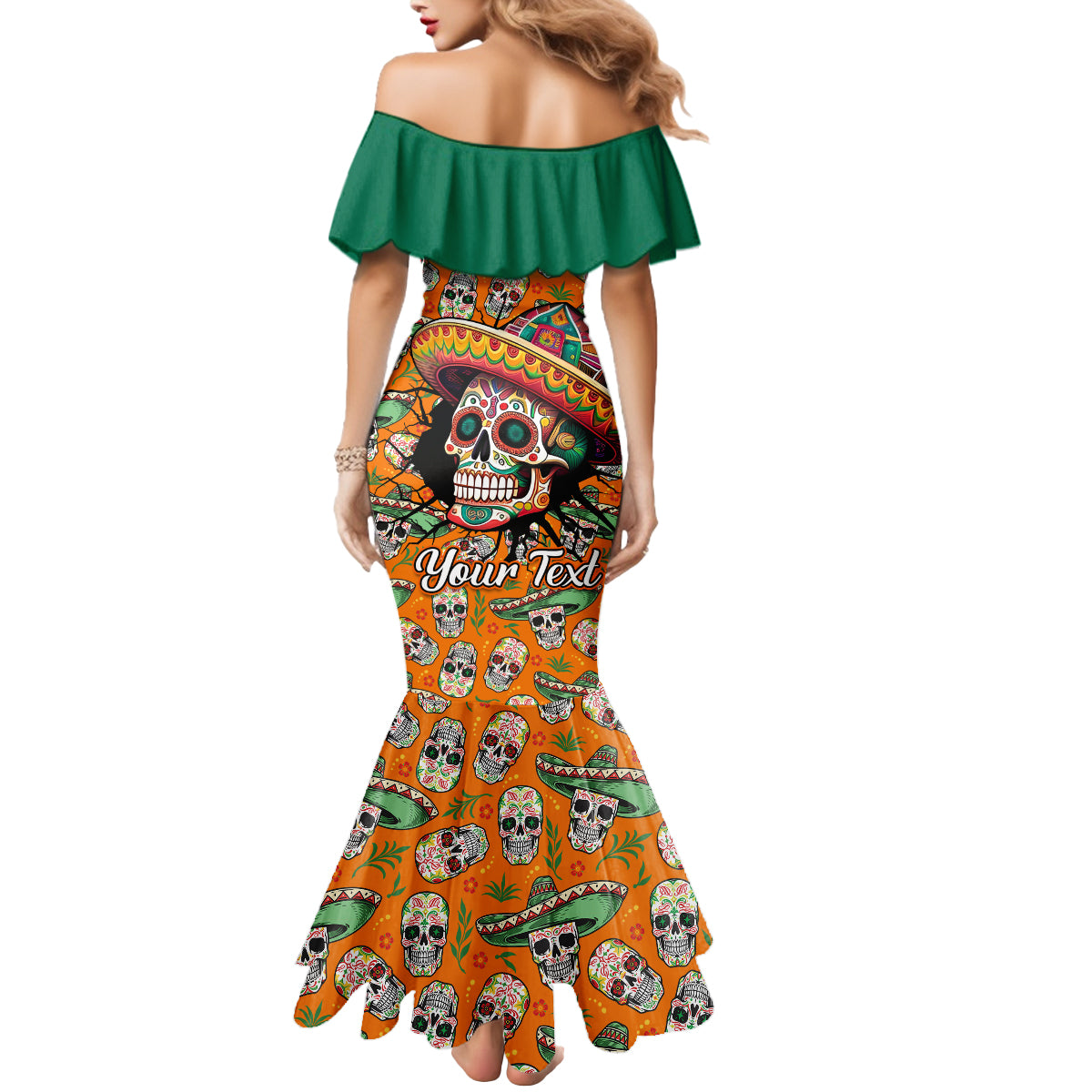 Personalised Day Of The Dead Mermaid Dress Sugar Skull Dia de los Muertos - Wonder Print Shop