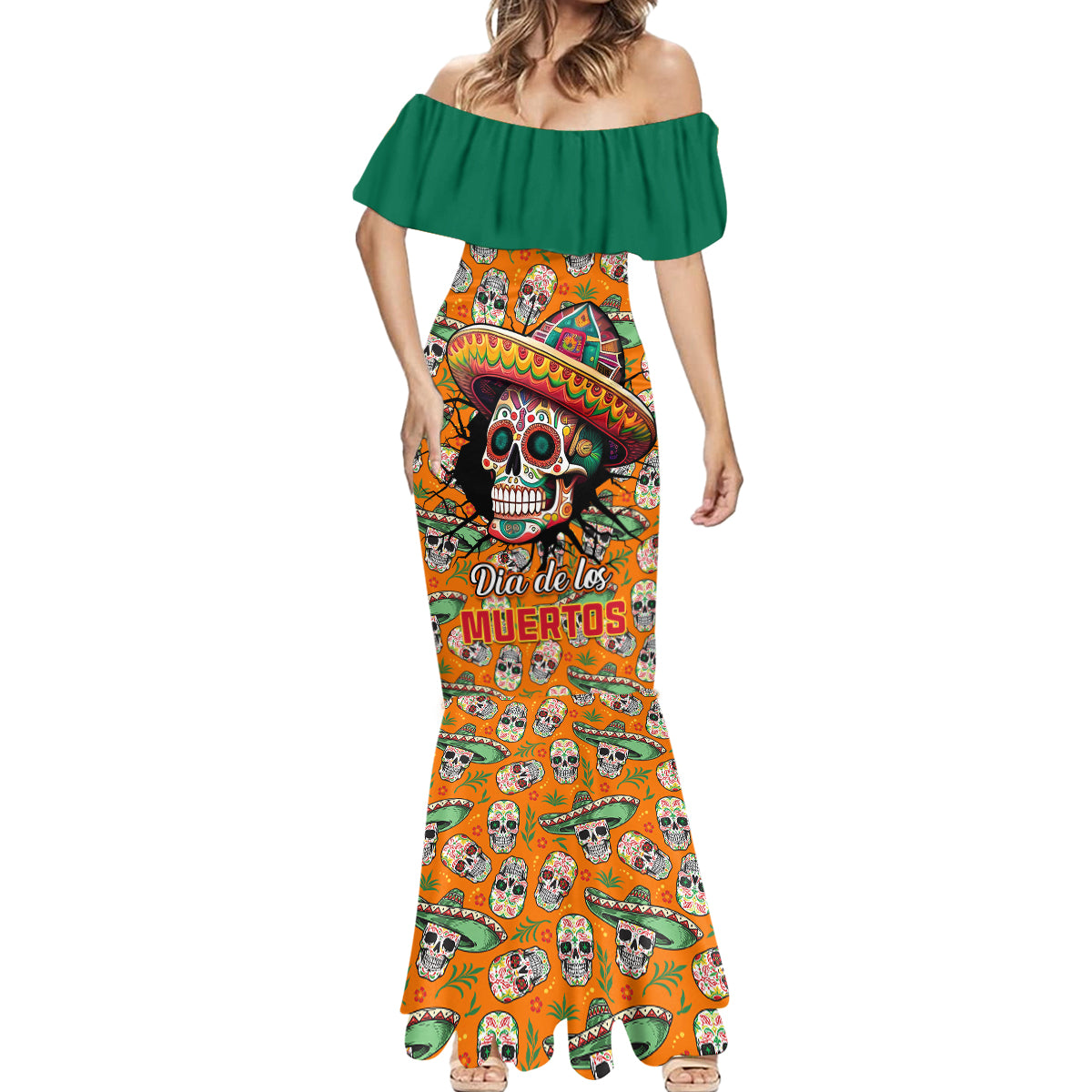 Personalised Day Of The Dead Mermaid Dress Sugar Skull Dia de los Muertos - Wonder Print Shop