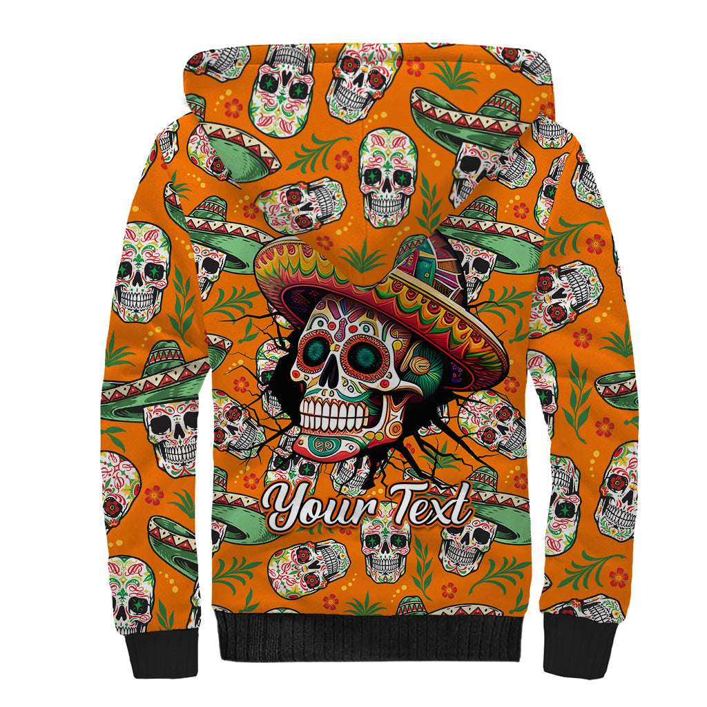 Personalised Day Of The Dead Sherpa Hoodie Sugar Skull Dia de los Muertos - Wonder Print Shop