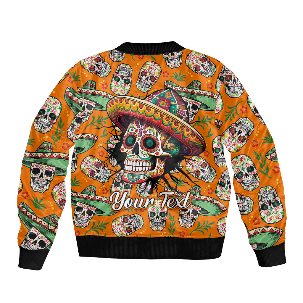 Personalised Day Of The Dead Sleeve Zip Bomber Jacket Sugar Skull Dia de los Muertos - Wonder Print Shop