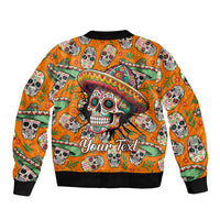 Personalised Day Of The Dead Sleeve Zip Bomber Jacket Sugar Skull Dia de los Muertos - Wonder Print Shop