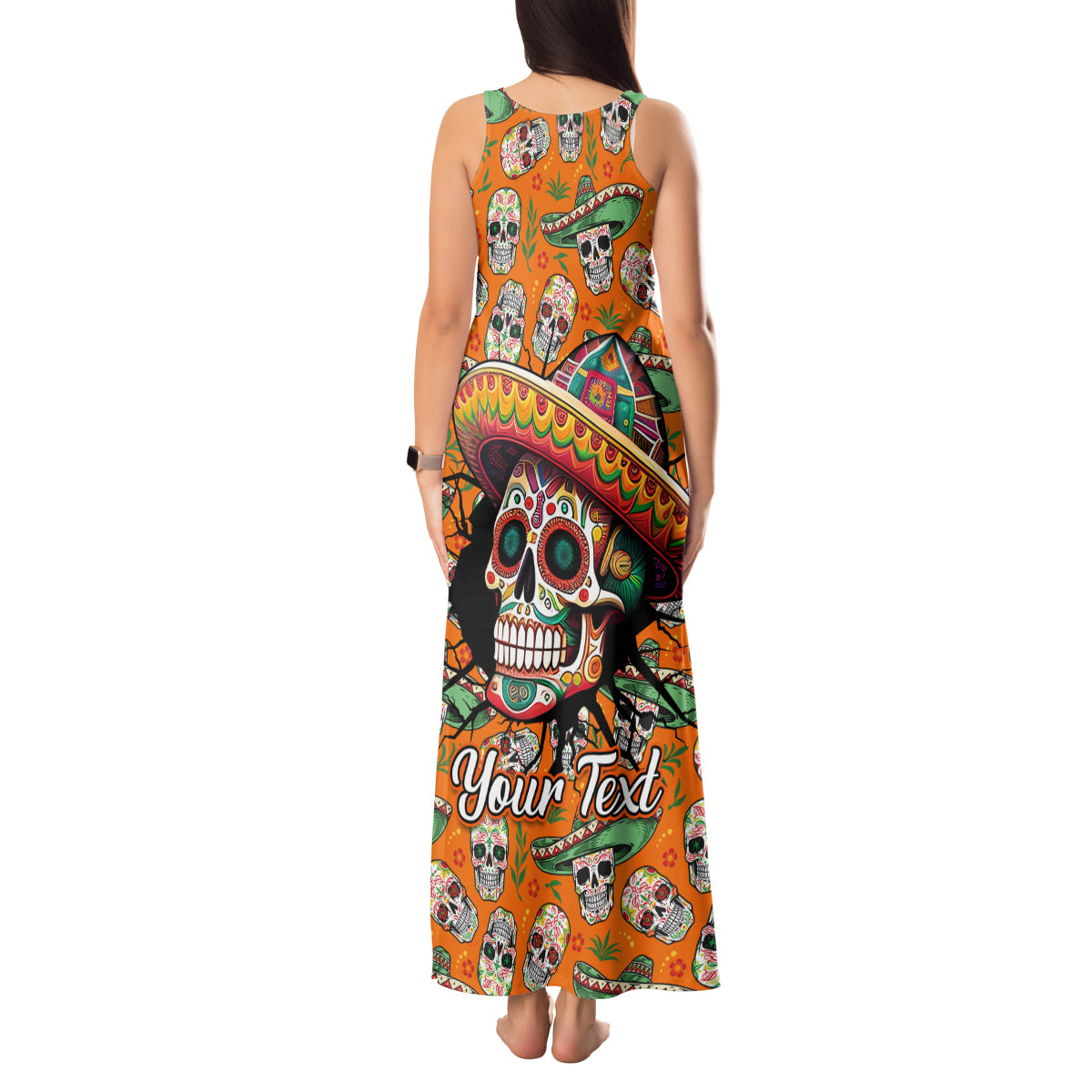 Personalised Day Of The Dead Tank Maxi Dress Sugar Skull Dia de los Muertos - Wonder Print Shop