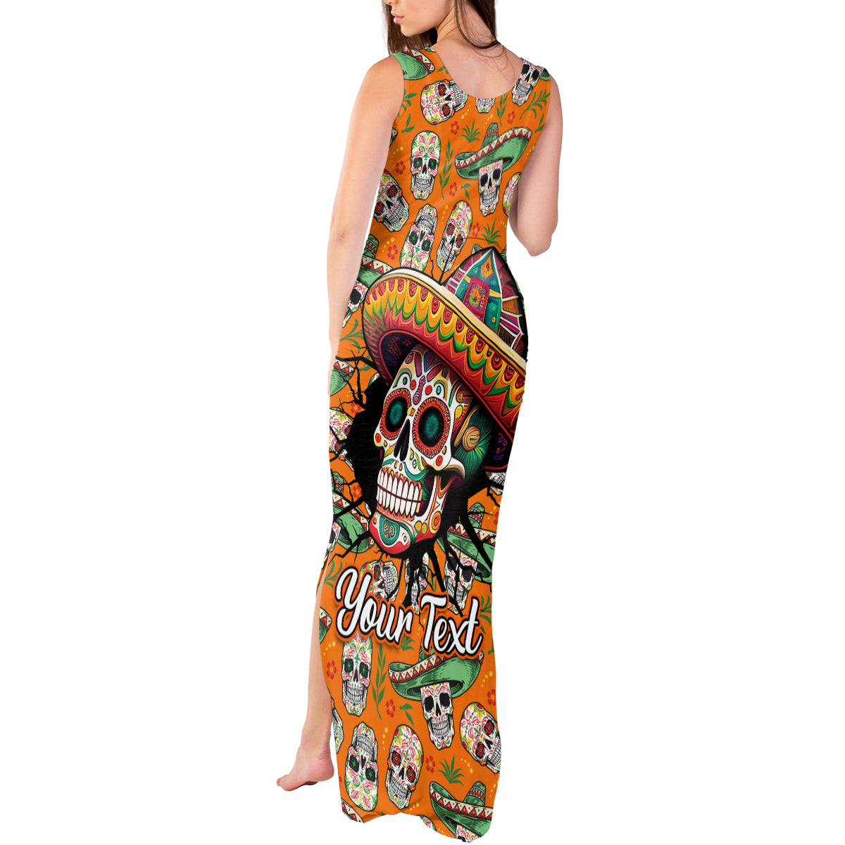 Personalised Day Of The Dead Tank Maxi Dress Sugar Skull Dia de los Muertos - Wonder Print Shop