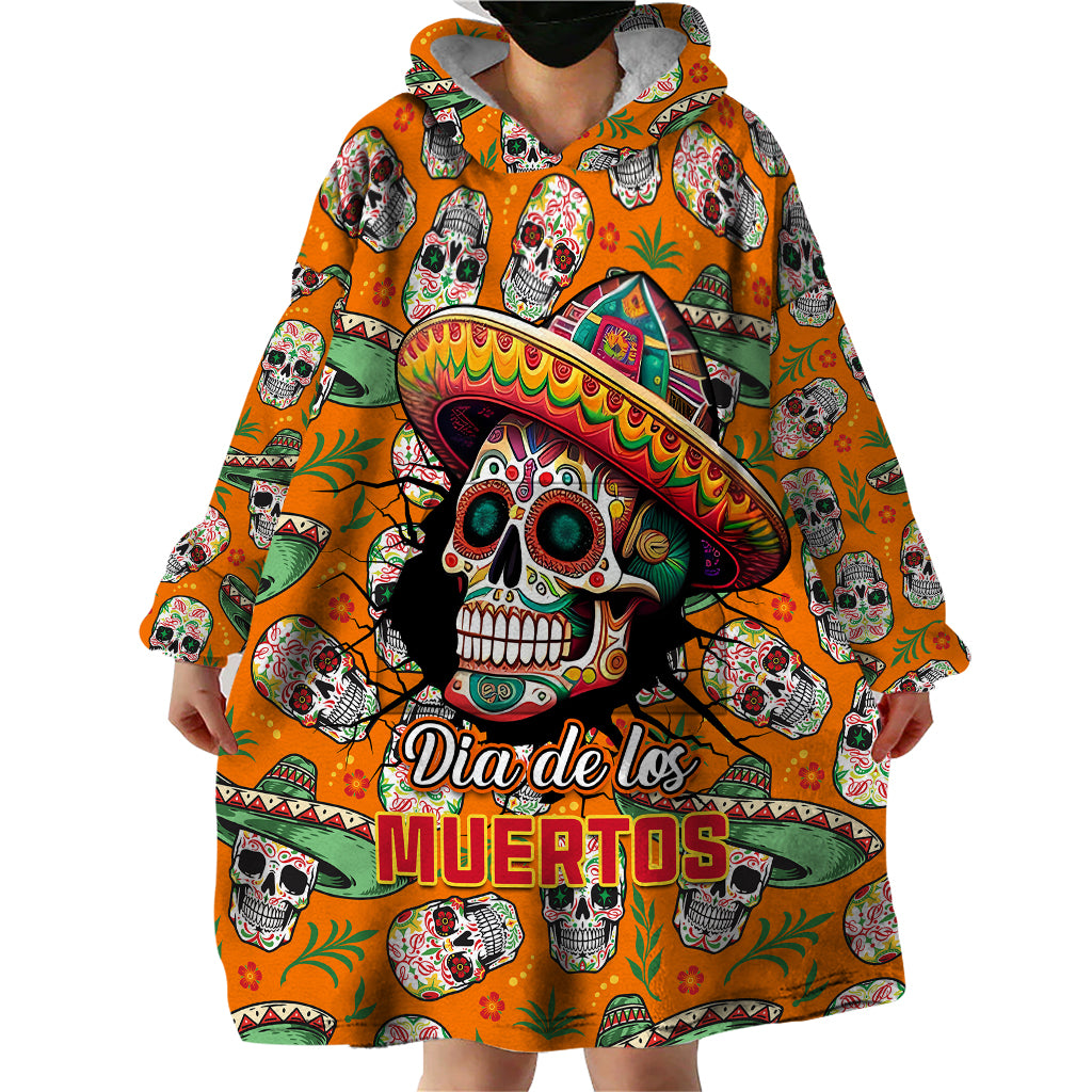 Personalised Day Of The Dead Wearable Blanket Hoodie Sugar Skull Dia de los Muertos - Wonder Print Shop
