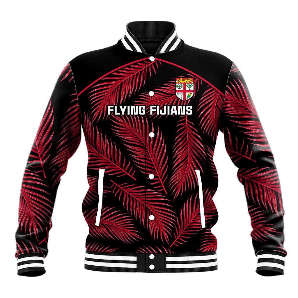 Fiji Rugby Baseball Jacket Flying Fijians Red Palm Tree Version - Wonder Print Shop