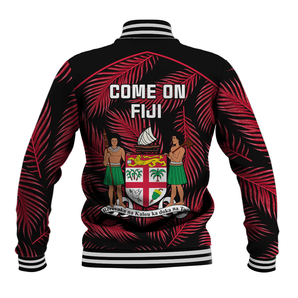 Fiji Rugby Baseball Jacket Flying Fijians Red Palm Tree Version - Wonder Print Shop