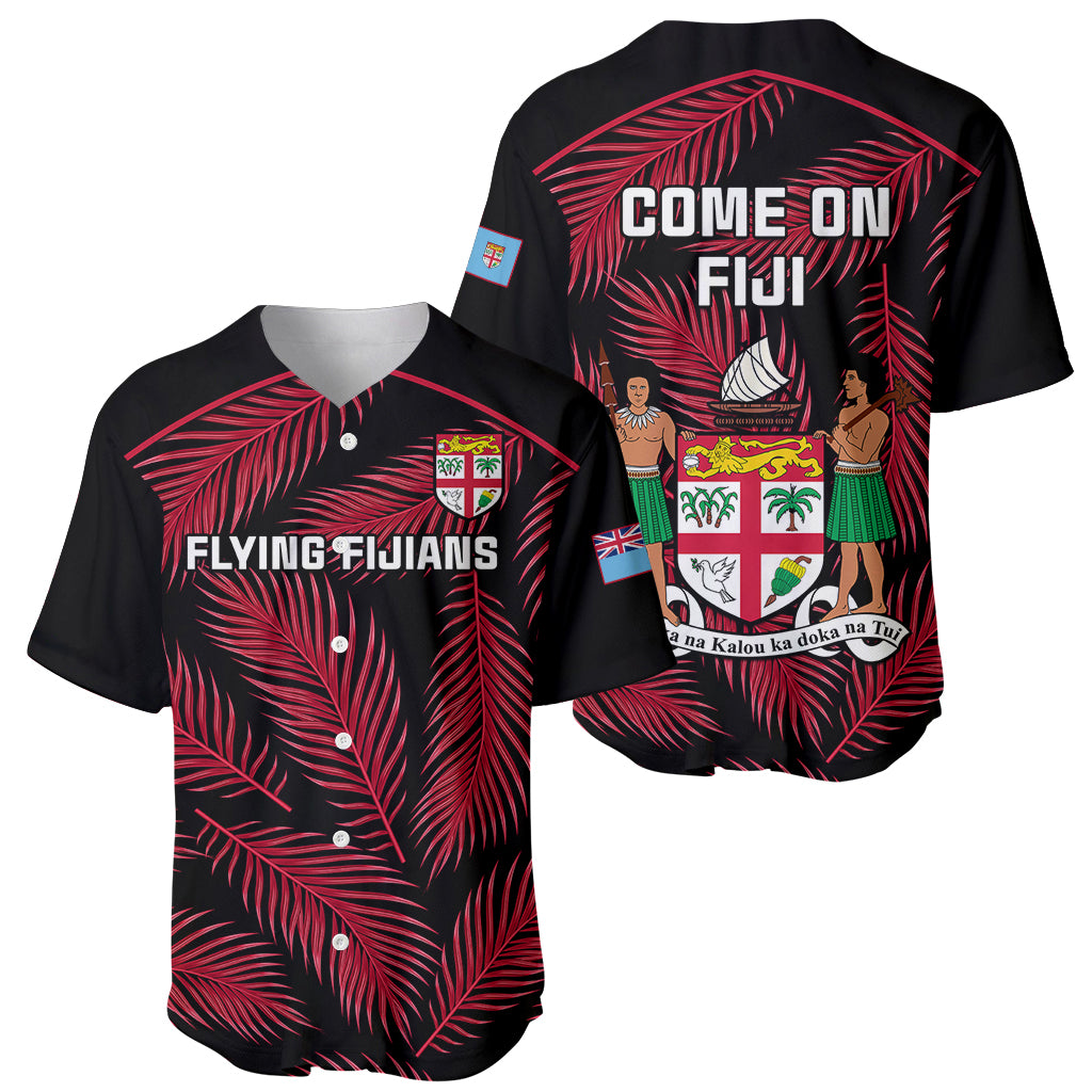 Fiji Rugby Baseball Jersey Flying Fijians Red Palm Tree Version - Wonder Print Shop
