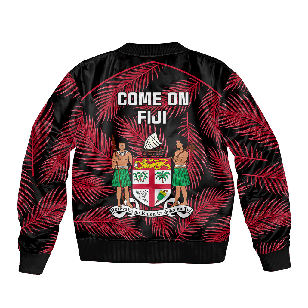 Fiji Rugby Bomber Jacket Flying Fijians Red Palm Tree Version - Wonder Print Shop