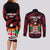 Fiji Rugby Couples Matching Long Sleeve Bodycon Dress and Long Sleeve Button Shirts Flying Fijians Red Palm Tree Version - Wonder Print Shop
