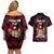 Fiji Rugby Couples Matching Off Shoulder Short Dress and Hawaiian Shirt Flying Fijians Red Palm Tree Version - Wonder Print Shop