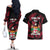 Fiji Rugby Couples Matching Off The Shoulder Long Sleeve Dress and Hawaiian Shirt Flying Fijians Red Palm Tree Version - Wonder Print Shop