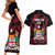 Fiji Rugby Couples Matching Short Sleeve Bodycon Dress and Hawaiian Shirt Flying Fijians Red Palm Tree Version - Wonder Print Shop