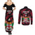 Fiji Rugby Couples Matching Summer Maxi Dress and Long Sleeve Button Shirts Flying Fijians Red Palm Tree Version - Wonder Print Shop