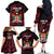 Fiji Rugby Family Matching Off Shoulder Long Sleeve Dress and Hawaiian Shirt Flying Fijians Red Palm Tree Version - Wonder Print Shop