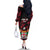 Fiji Rugby Family Matching Off Shoulder Long Sleeve Dress and Hawaiian Shirt Flying Fijians Red Palm Tree Version - Wonder Print Shop