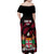 Fiji Rugby Family Matching Off Shoulder Maxi Dress and Hawaiian Shirt Flying Fijians Red Palm Tree Version - Wonder Print Shop