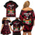 Fiji Rugby Family Matching Off Shoulder Short Dress and Hawaiian Shirt Flying Fijians Red Palm Tree Version - Wonder Print Shop