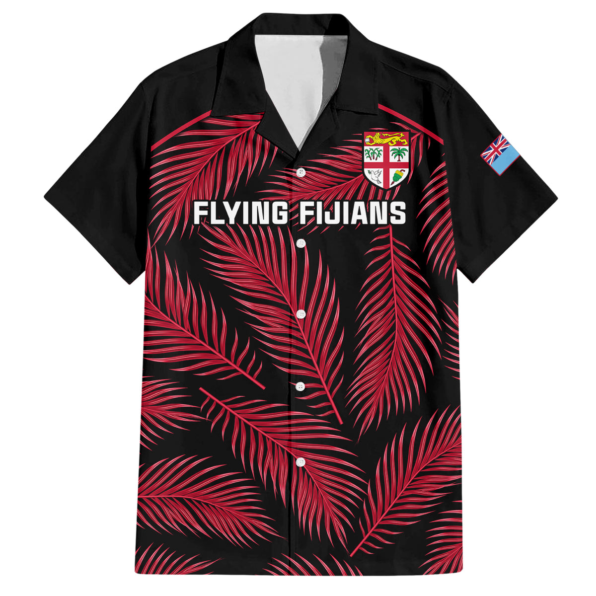 Fiji Rugby Hawaiian Shirt Flying Fijians Red Palm Tree Version - Wonder Print Shop