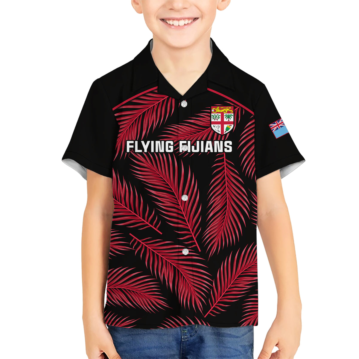 Fiji Rugby Hawaiian Shirt Flying Fijians Red Palm Tree Version - Wonder Print Shop