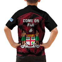 Fiji Rugby Kid Hawaiian Shirt Flying Fijians Red Palm Tree Version - Wonder Print Shop