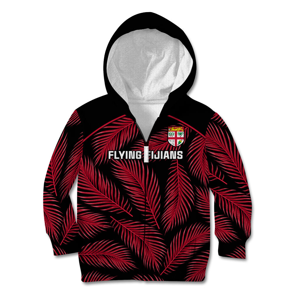 Fiji Rugby Kid Hoodie Flying Fijians Red Palm Tree Version - Wonder Print Shop