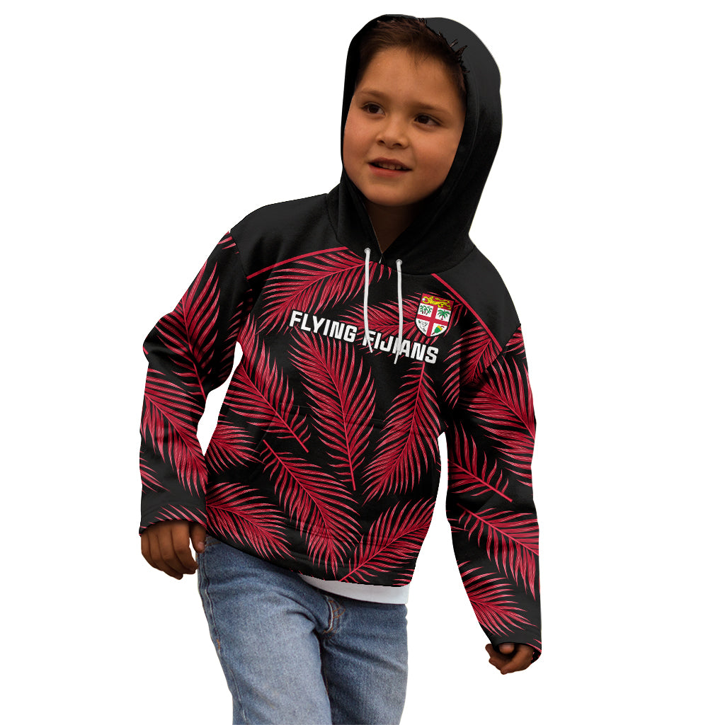 Fiji Rugby Kid Hoodie Flying Fijians Red Palm Tree Version - Wonder Print Shop