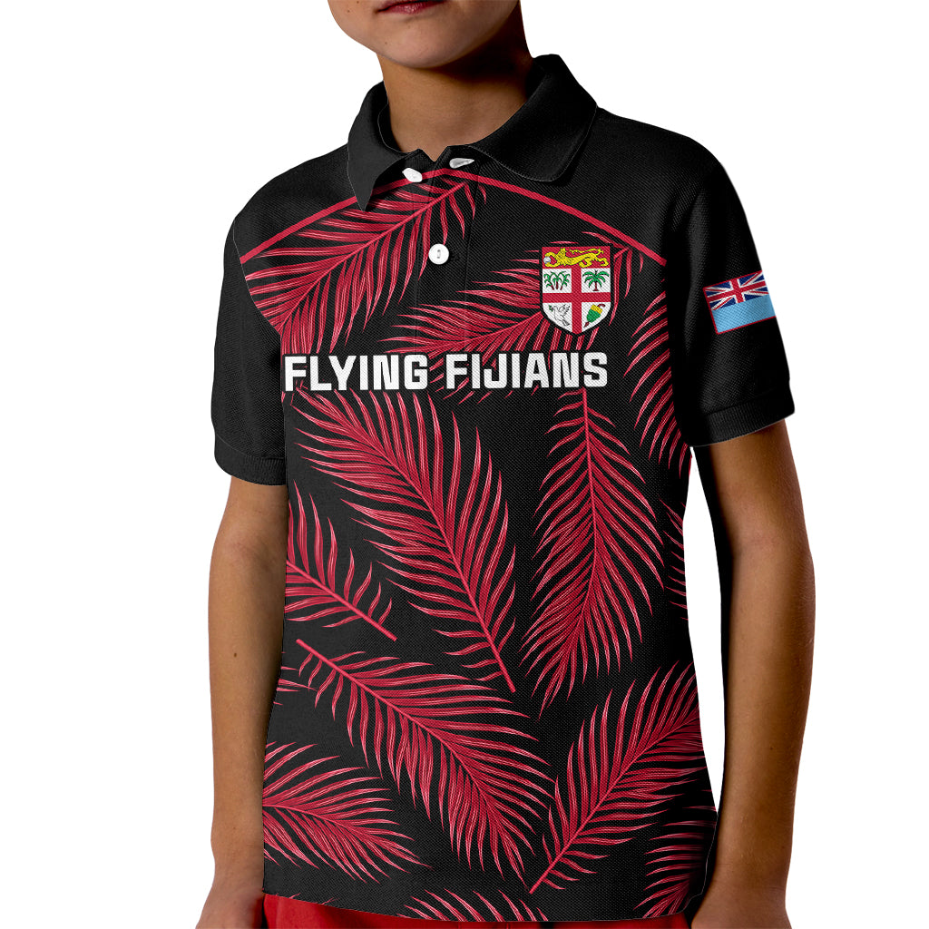 Fiji Rugby Kid Polo Shirt Flying Fijians Red Palm Tree Version - Wonder Print Shop