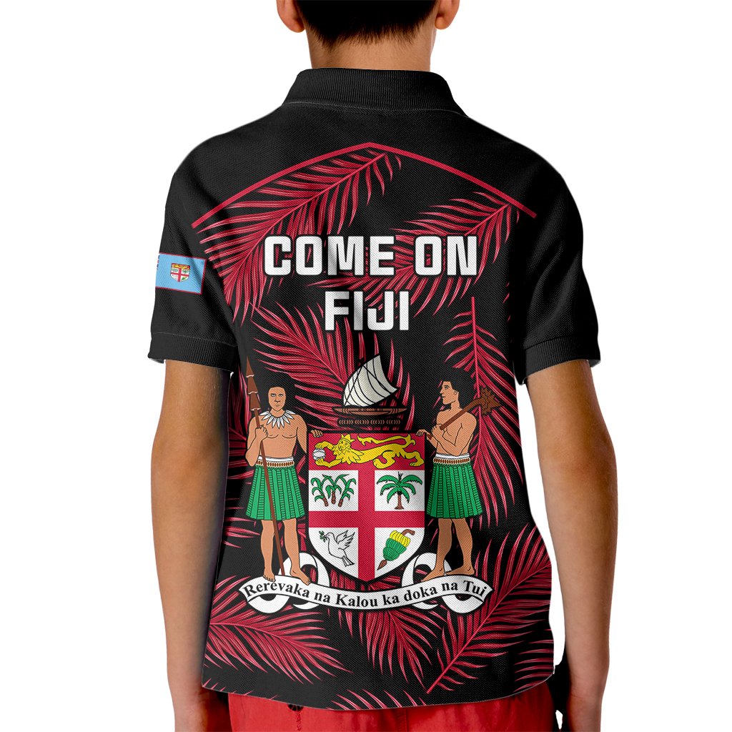 Fiji Rugby Kid Polo Shirt Flying Fijians Red Palm Tree Version - Wonder Print Shop