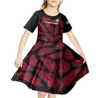 Fiji Rugby Kid Short Sleeve Dress Flying Fijians Red Palm Tree Version - Wonder Print Shop