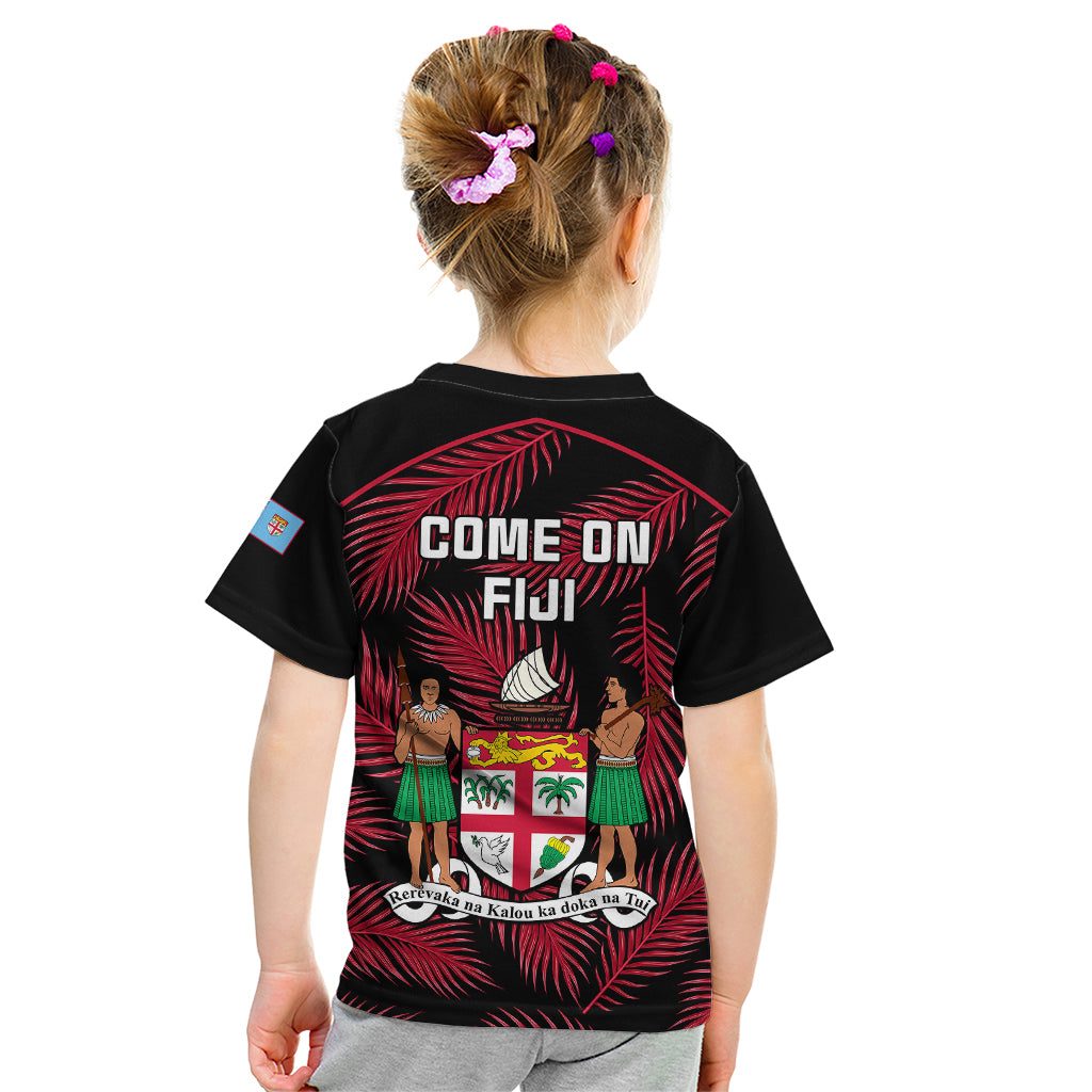 Fiji Rugby Kid T Shirt Flying Fijians Red Palm Tree Version - Wonder Print Shop