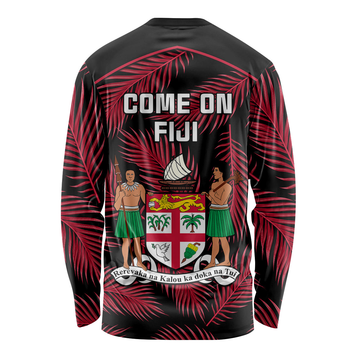Fiji Rugby Long Sleeve Shirt Flying Fijians Red Palm Tree Version - Wonder Print Shop