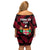 Fiji Rugby Off Shoulder Short Dress Flying Fijians Red Palm Tree Version - Wonder Print Shop