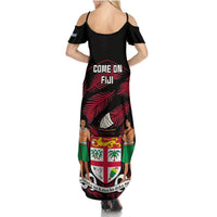 Fiji Rugby Summer Maxi Dress Flying Fijians Red Palm Tree Version - Wonder Print Shop