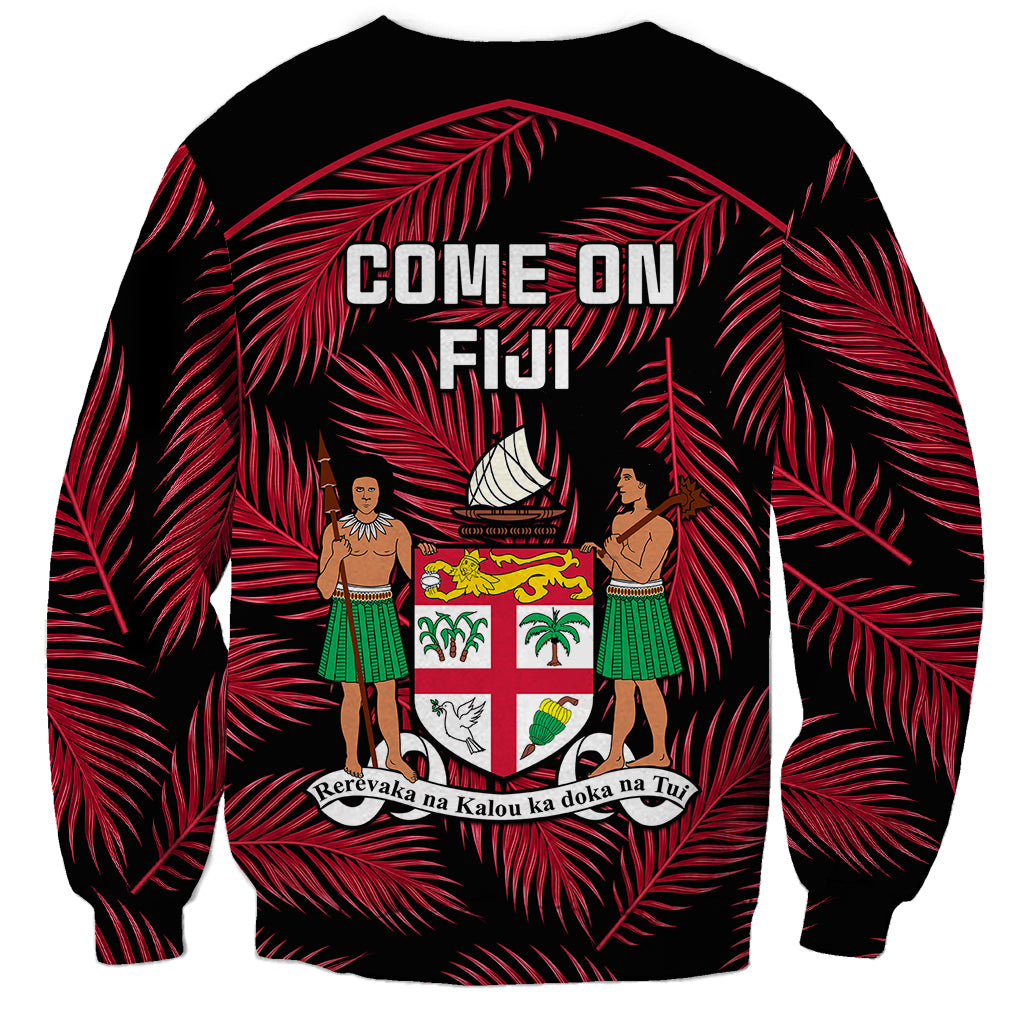 Fiji Rugby Sweatshirt Flying Fijians Red Palm Tree Version - Wonder Print Shop