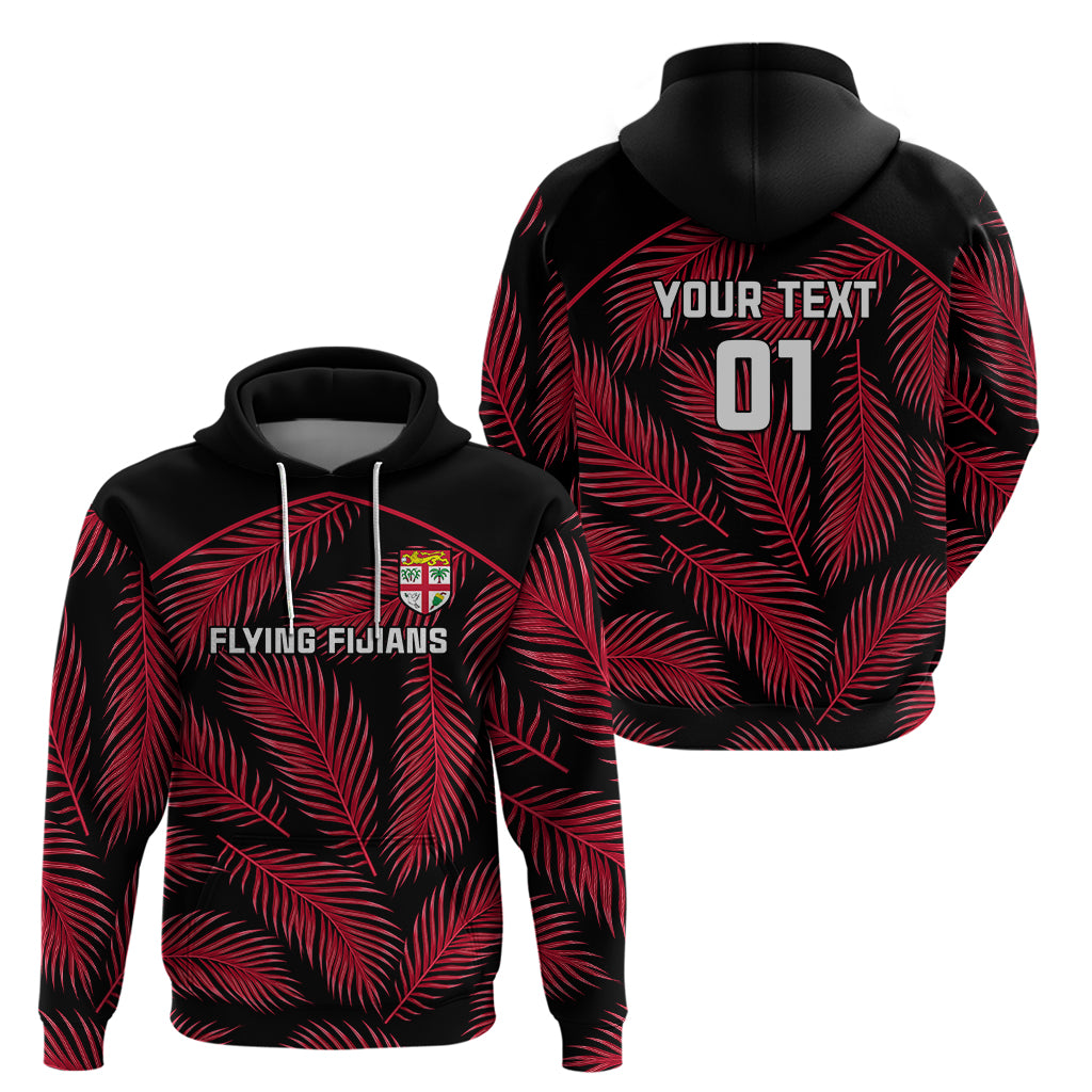 Custom Fiji Rugby Hoodie Flying Fijians Red Palm Tree Version - Wonder Print Shop