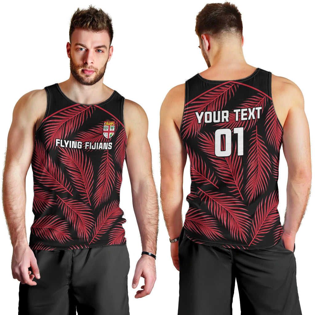 Custom Fiji Rugby Men Tank Top Flying Fijians Red Palm Tree Version - Wonder Print Shop