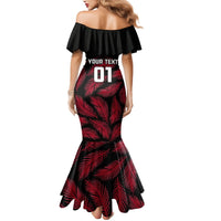 Custom Fiji Rugby Mermaid Dress Flying Fijians Red Palm Tree Version - Wonder Print Shop
