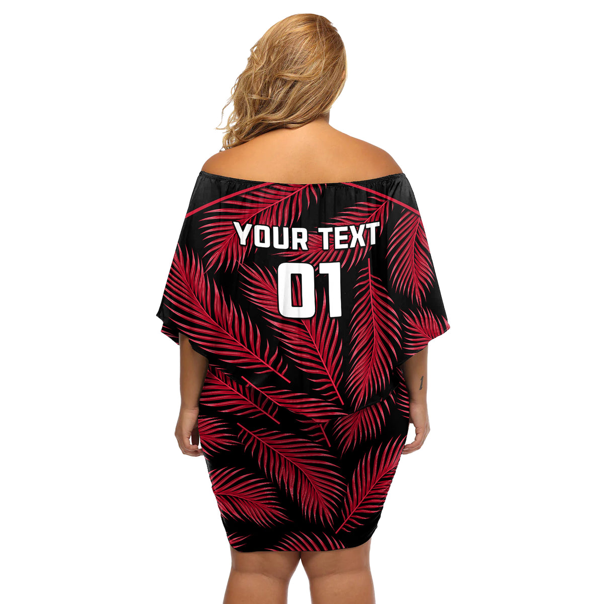 Custom Fiji Rugby Off Shoulder Short Dress Flying Fijians Red Palm Tree Version - Wonder Print Shop