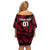 Custom Fiji Rugby Off Shoulder Short Dress Flying Fijians Red Palm Tree Version - Wonder Print Shop