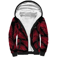 Custom Fiji Rugby Sherpa Hoodie Flying Fijians Red Palm Tree Version - Wonder Print Shop