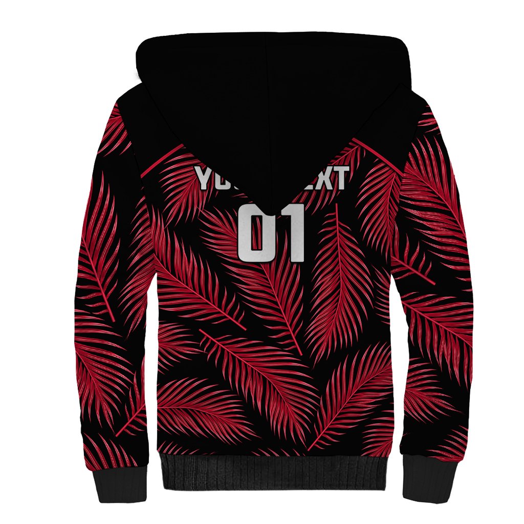 Custom Fiji Rugby Sherpa Hoodie Flying Fijians Red Palm Tree Version - Wonder Print Shop