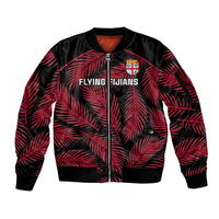 Custom Fiji Rugby Sleeve Zip Bomber Jacket Flying Fijians Red Palm Tree Version - Wonder Print Shop