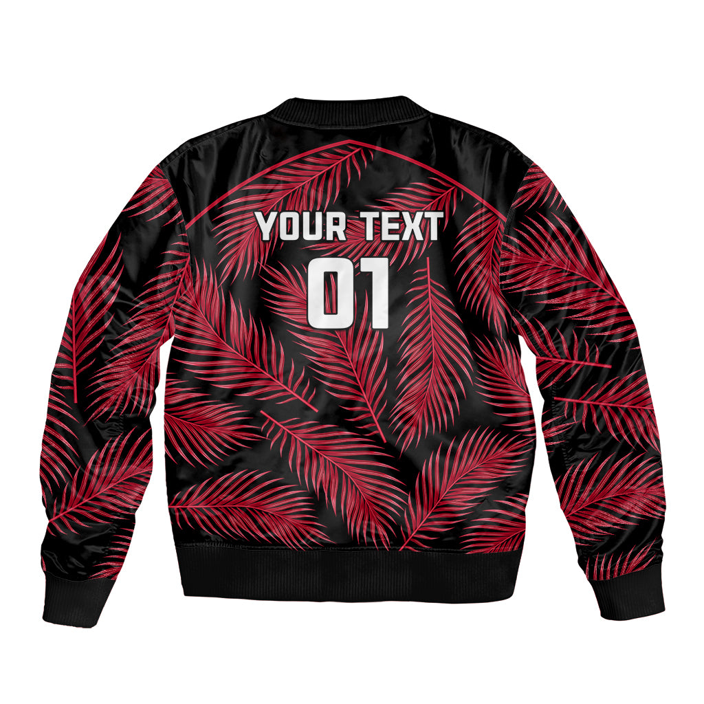 Custom Fiji Rugby Sleeve Zip Bomber Jacket Flying Fijians Red Palm Tree Version - Wonder Print Shop