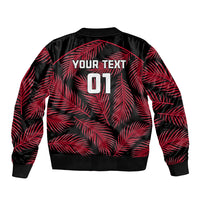 Custom Fiji Rugby Sleeve Zip Bomber Jacket Flying Fijians Red Palm Tree Version - Wonder Print Shop