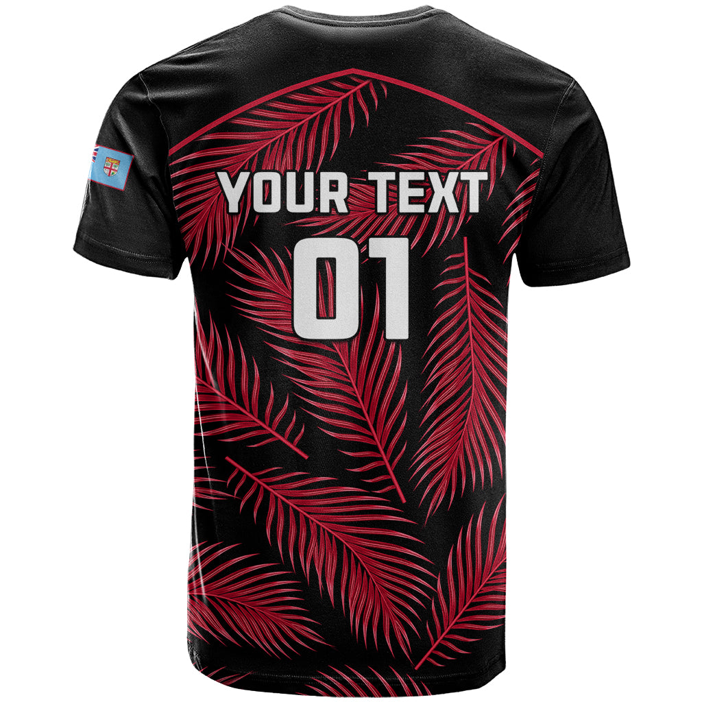 Custom Fiji Rugby T Shirt Flying Fijians Red Palm Tree Version - Wonder Print Shop