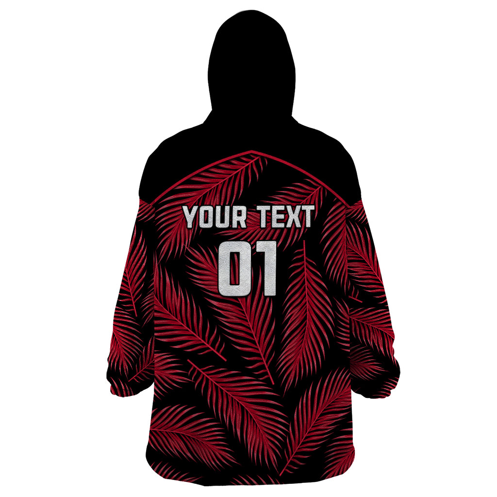 Custom Fiji Rugby Wearable Blanket Hoodie Flying Fijians Red Palm Tree Version - Wonder Print Shop