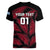 Custom Fiji Rugby Women V Neck T Shirt Flying Fijians Red Palm Tree Version - Wonder Print Shop