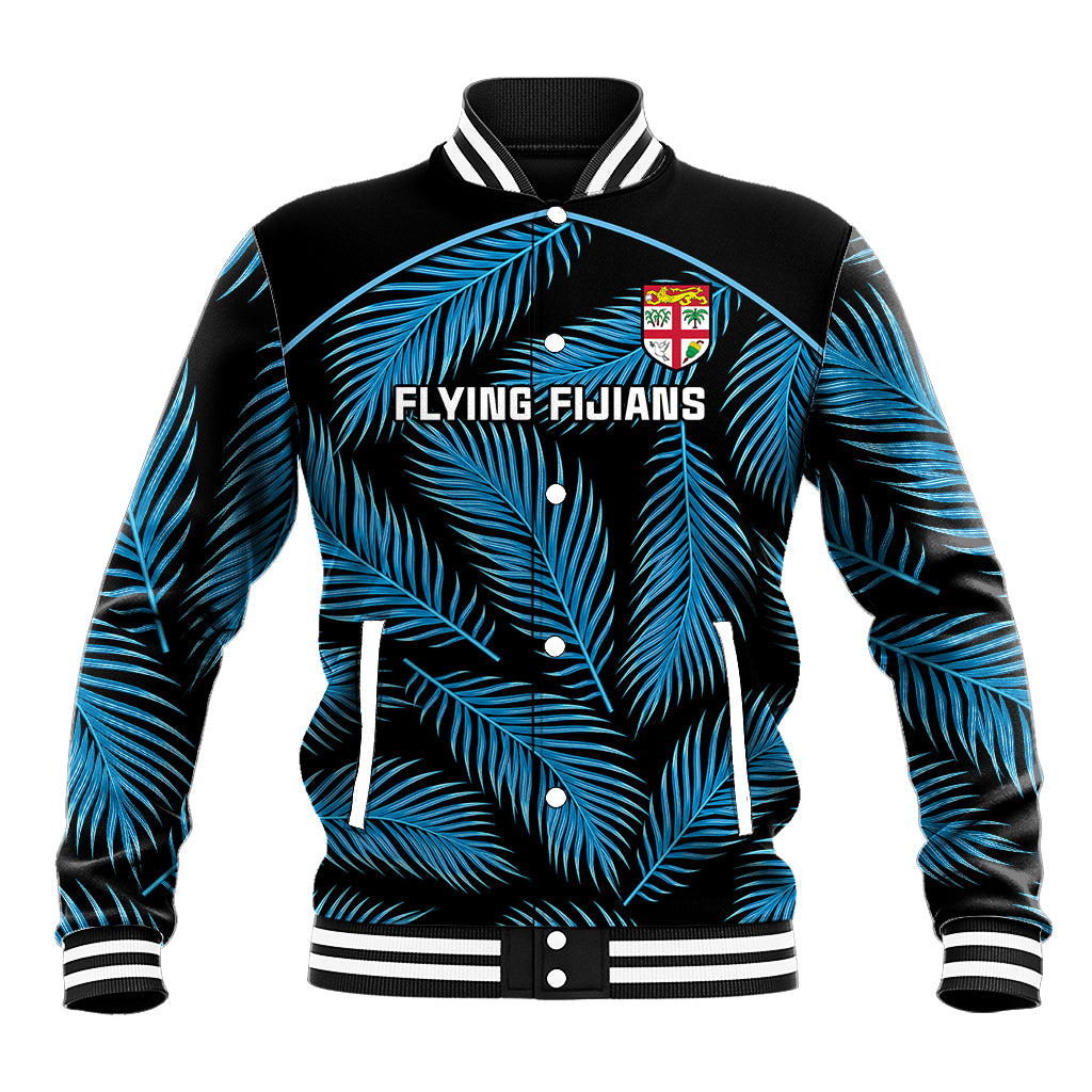 Fiji Rugby Baseball Jacket Flying Fijians Blue Palm Tree Version - Wonder Print Shop