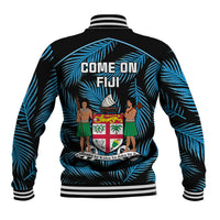 Fiji Rugby Baseball Jacket Flying Fijians Blue Palm Tree Version - Wonder Print Shop