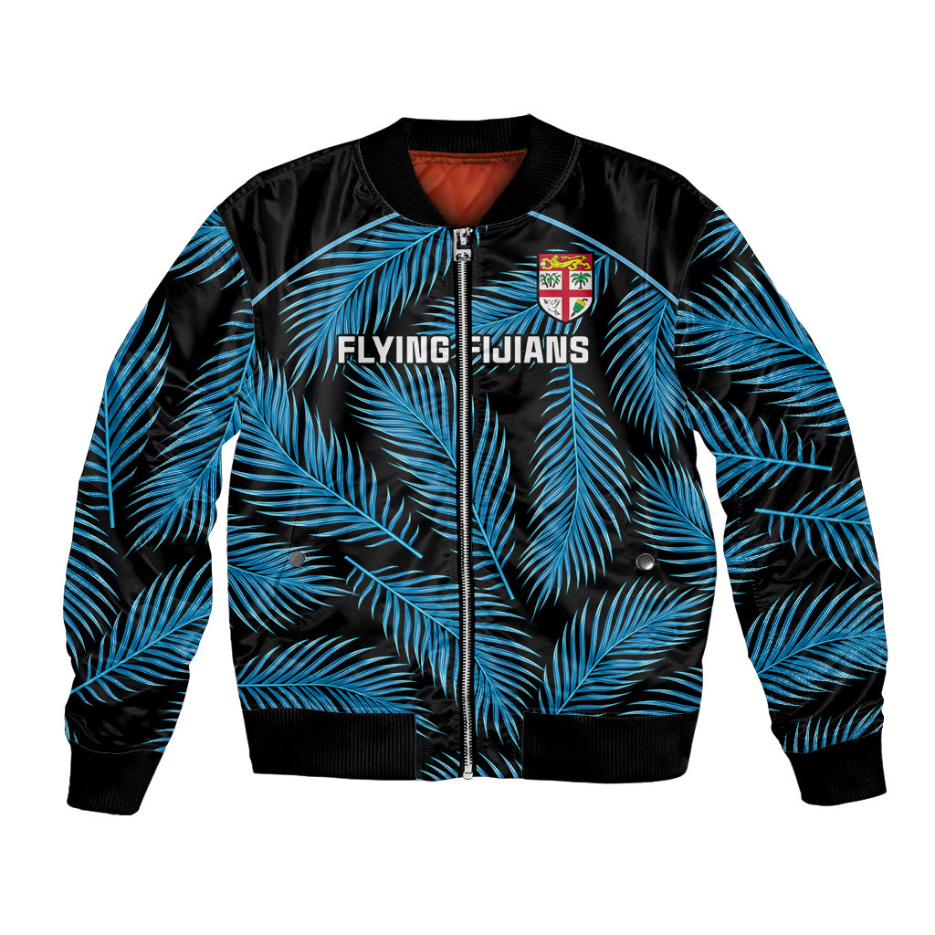 Fiji Rugby Bomber Jacket Flying Fijians Blue Palm Tree Version - Wonder Print Shop